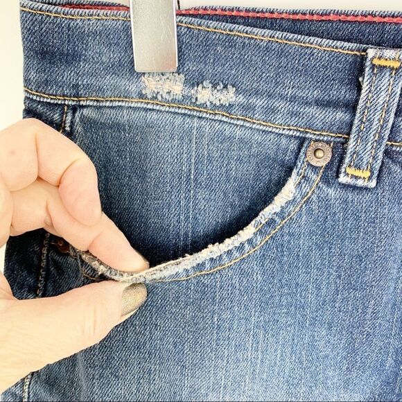 Tommy Hilfiger Junior‎ Distressed Jean Skirt w/Star Embroidery Sz 3 - Picture 4 of 13